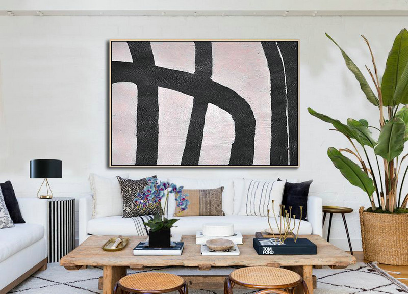 Large Abstract Art,Hand-Painted Oversized Horizontal Minimal Art On Canvas,Contemporary Canvas Paintings